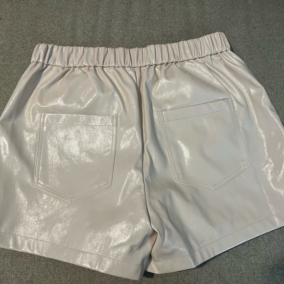 Buddy Love Shiny High Waist Shorts in Cream - Picture 3 of 4